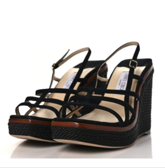 Jimmy Choo Shoes - JIMMY CHOO Suede Ariela 110 Wedge Sandals Size 39